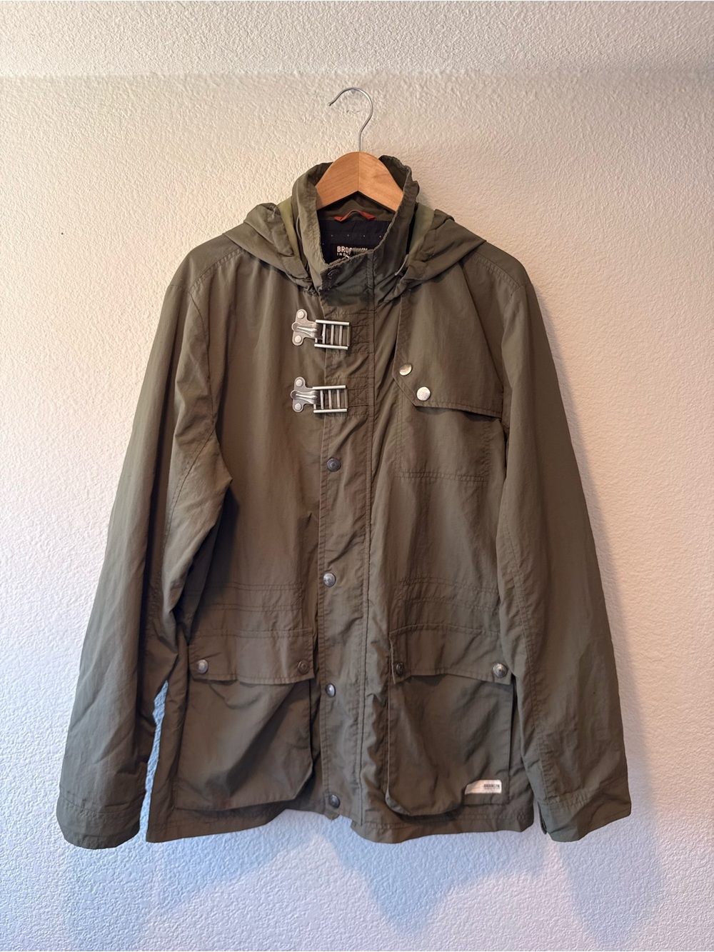 BROOKLYN INDUSTRIES Men's Olive Hooded Field Jacket
